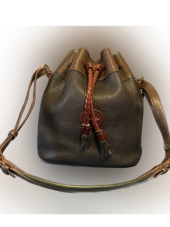 Dooney & Bourke Handbags - Vintage Dooney & Bourke All Weather Leather Tri-Color Drawstring Bucket Bag